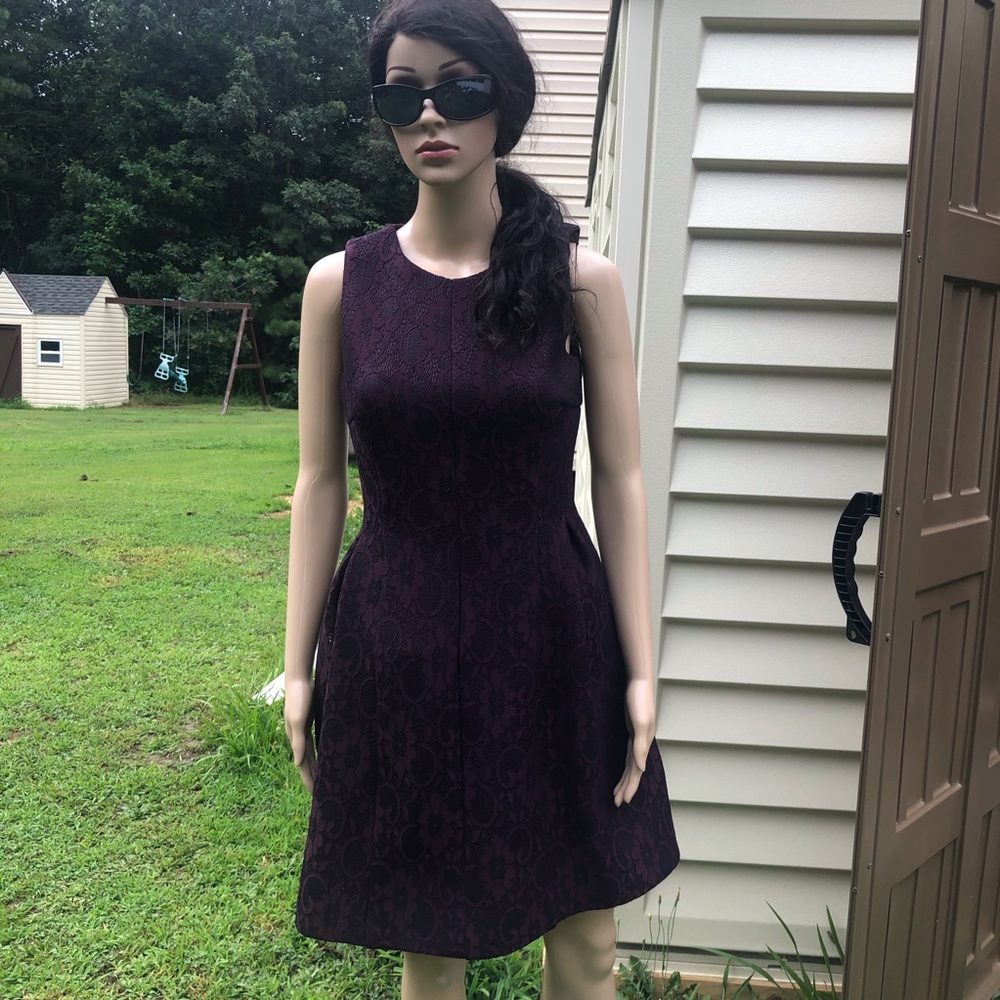 Calvin Klein Lace Print Burgandy Dress Size 6